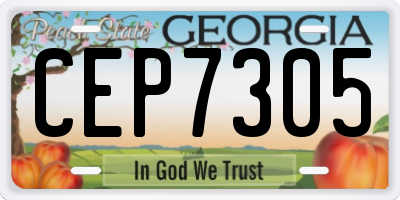 GA license plate CEP7305