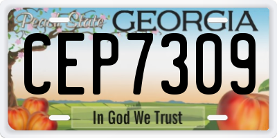 GA license plate CEP7309
