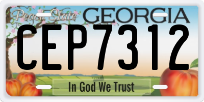 GA license plate CEP7312
