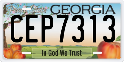 GA license plate CEP7313