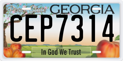 GA license plate CEP7314