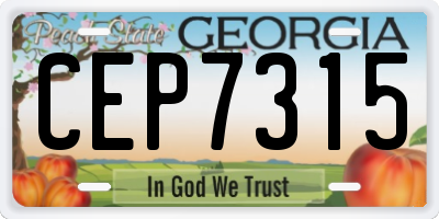 GA license plate CEP7315