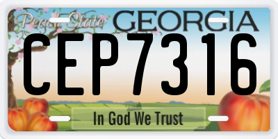 GA license plate CEP7316