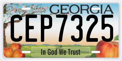 GA license plate CEP7325