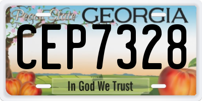 GA license plate CEP7328