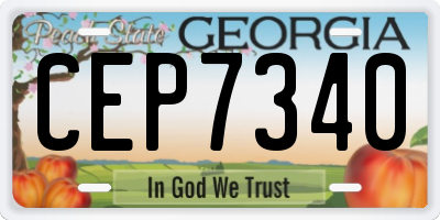 GA license plate CEP7340