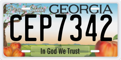 GA license plate CEP7342