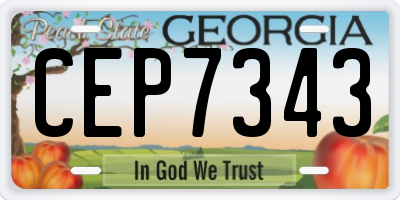 GA license plate CEP7343