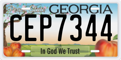 GA license plate CEP7344