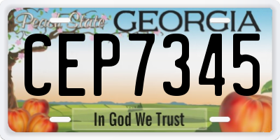 GA license plate CEP7345