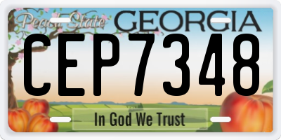 GA license plate CEP7348