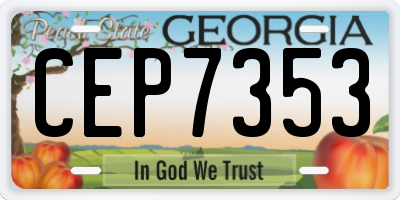 GA license plate CEP7353