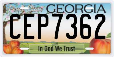 GA license plate CEP7362