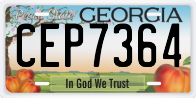 GA license plate CEP7364