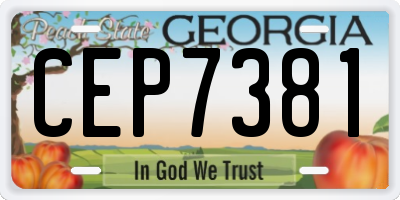 GA license plate CEP7381