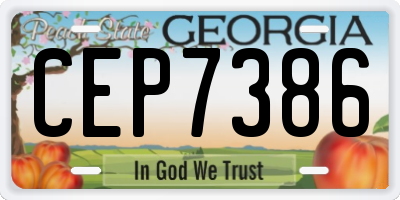 GA license plate CEP7386