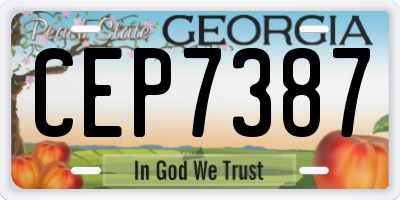 GA license plate CEP7387