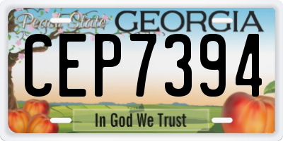 GA license plate CEP7394