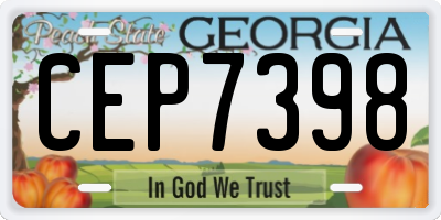 GA license plate CEP7398