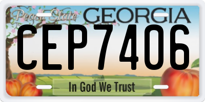 GA license plate CEP7406
