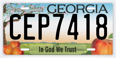 GA license plate CEP7418