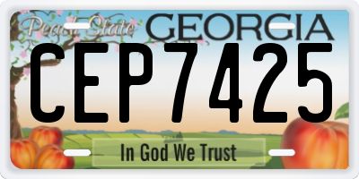GA license plate CEP7425