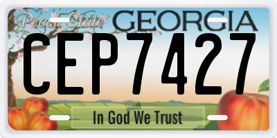 GA license plate CEP7427