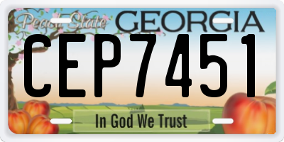GA license plate CEP7451