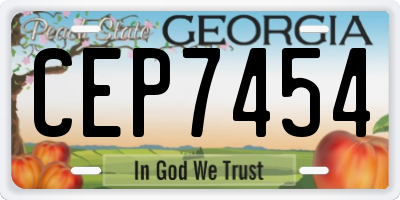 GA license plate CEP7454