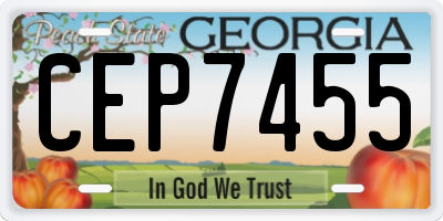 GA license plate CEP7455