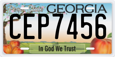 GA license plate CEP7456