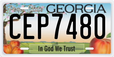 GA license plate CEP7480