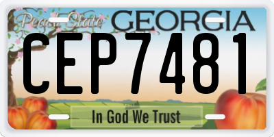 GA license plate CEP7481