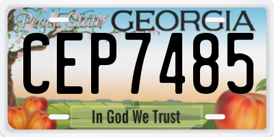 GA license plate CEP7485