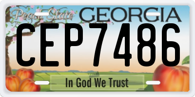 GA license plate CEP7486