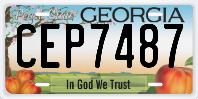 GA license plate CEP7487
