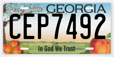 GA license plate CEP7492