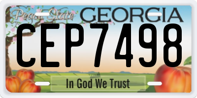 GA license plate CEP7498