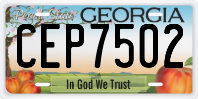 GA license plate CEP7502