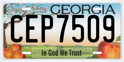 GA license plate CEP7509