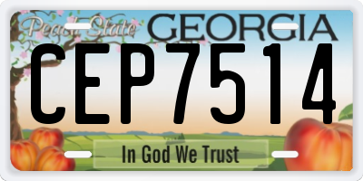 GA license plate CEP7514
