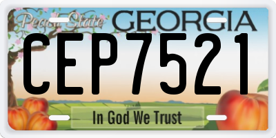 GA license plate CEP7521