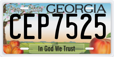 GA license plate CEP7525