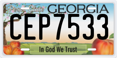 GA license plate CEP7533