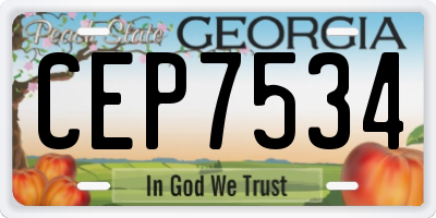 GA license plate CEP7534