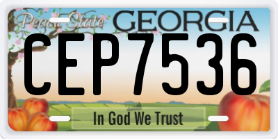 GA license plate CEP7536