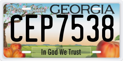 GA license plate CEP7538