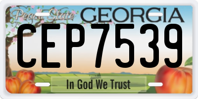 GA license plate CEP7539