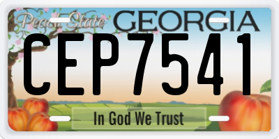 GA license plate CEP7541