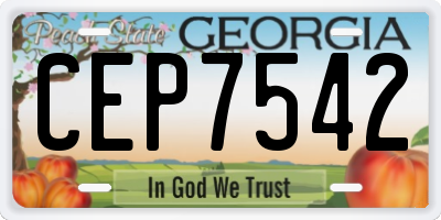 GA license plate CEP7542